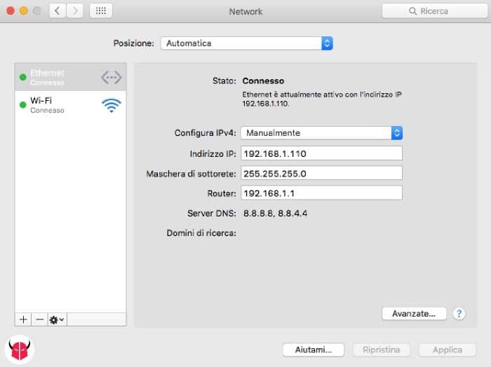 IP statico su macOS
