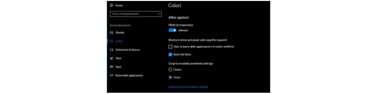come cambiare sfondo Windows 10 Dark Mode