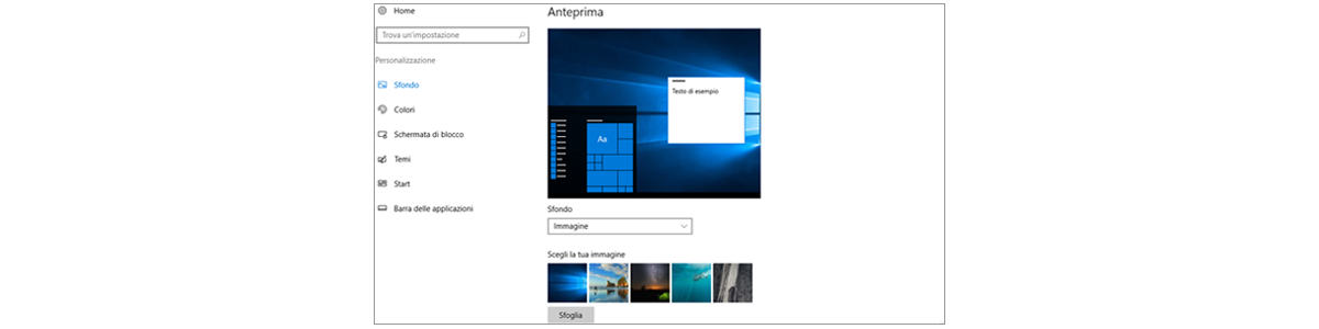 come cambiare sfondo Windows 10 immagine Desktop