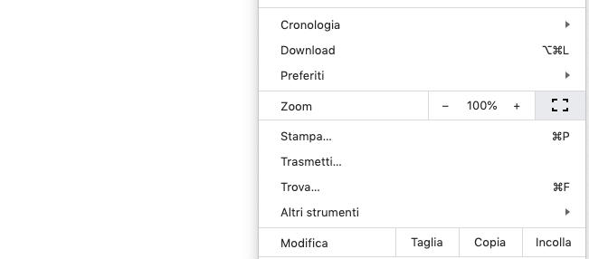 come mettere il browser full screen Chrome