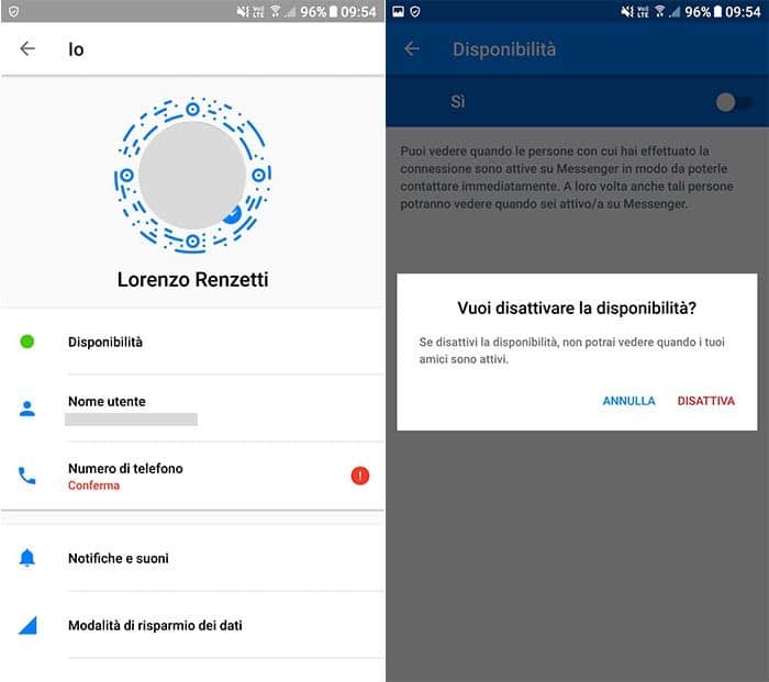 come navigare in anonimo Facebook Messenger stato attività