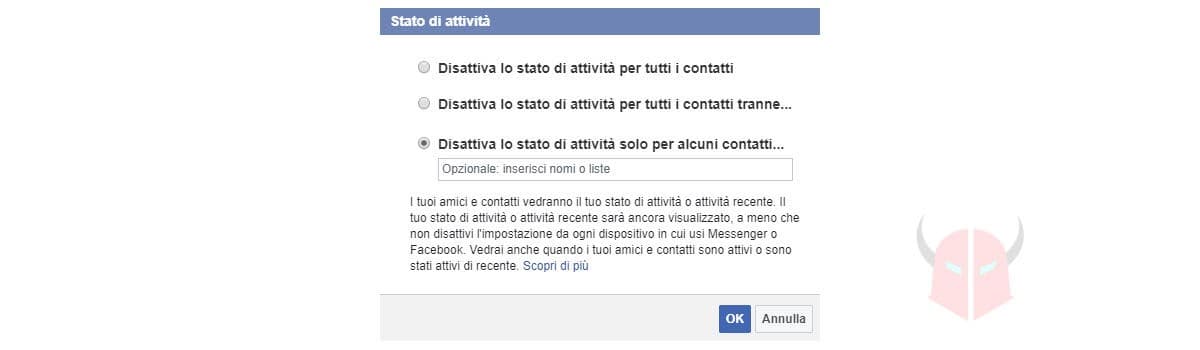 come navigare in anonimo Facebook disattivazione chat