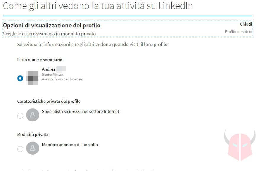 come navigare in anonimo LinkedIn