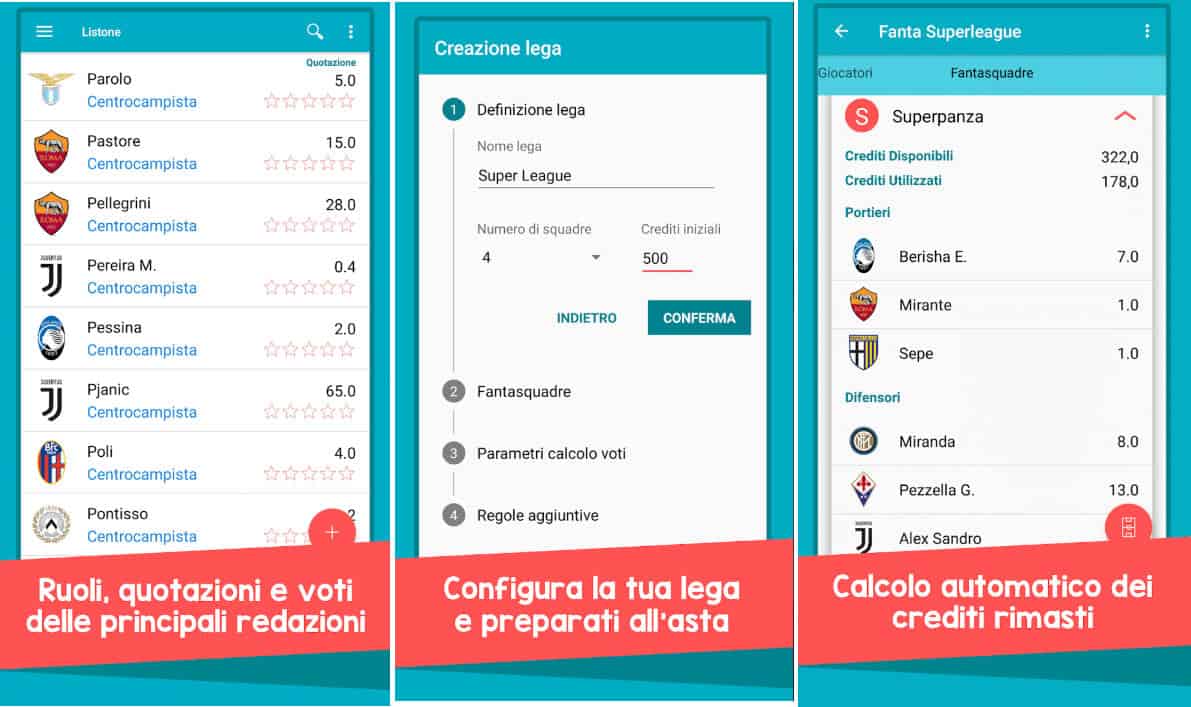 app per il Fantacalcio denominata Gestore Asta Fantacalcio