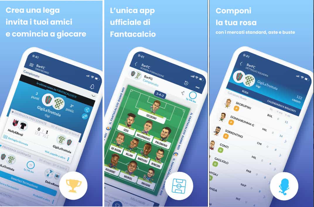 app per il Fantacalcio denominata Leghe Fantacalcio