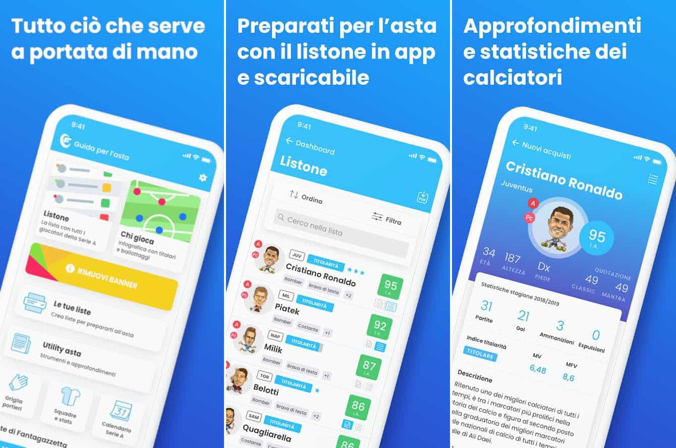 app per il Fantacalcio denominata Guida Asta Fantacalcio