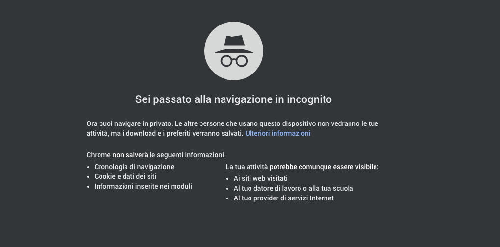 come cancellare cronologia Chrome navigazione in incognito