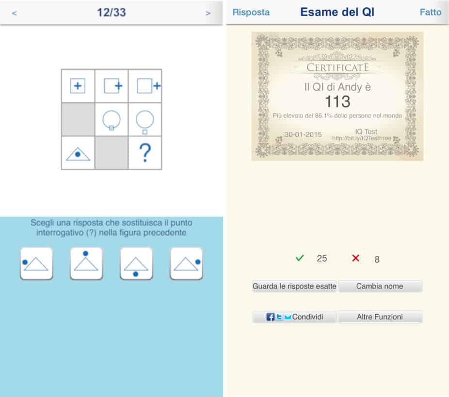 come misurare il quoziente intellettivo app iOS