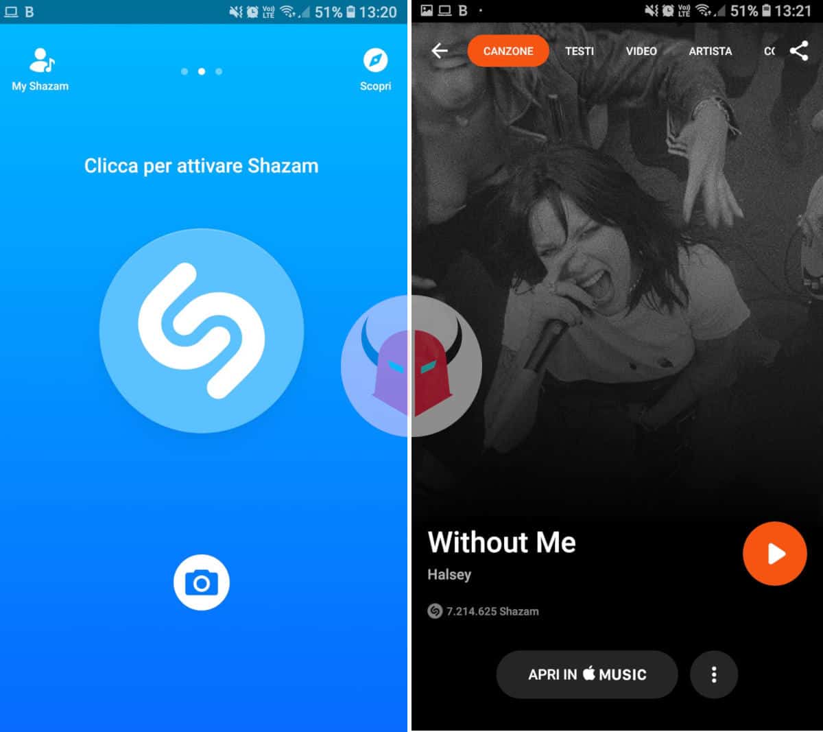 come riconoscere il titolo canzone Shazam