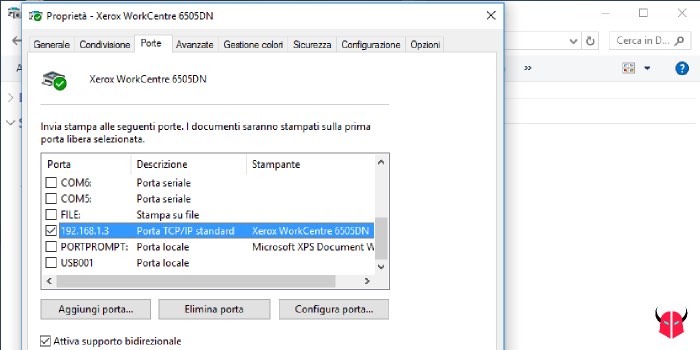 risolvere il problema stampante offline Windows di rete porta di stampa