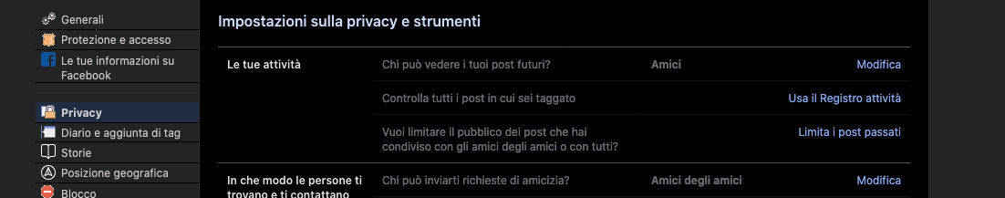 come nascondere il profilo Facebook opzione Amici degli amici