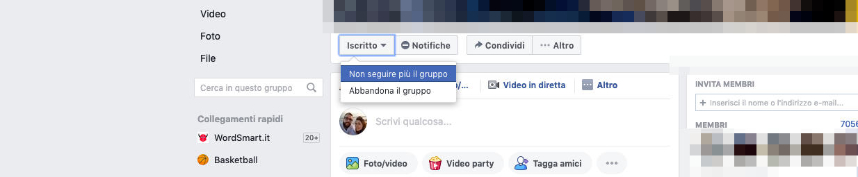 come non vedere i post di una persona su Facebook Gruppo