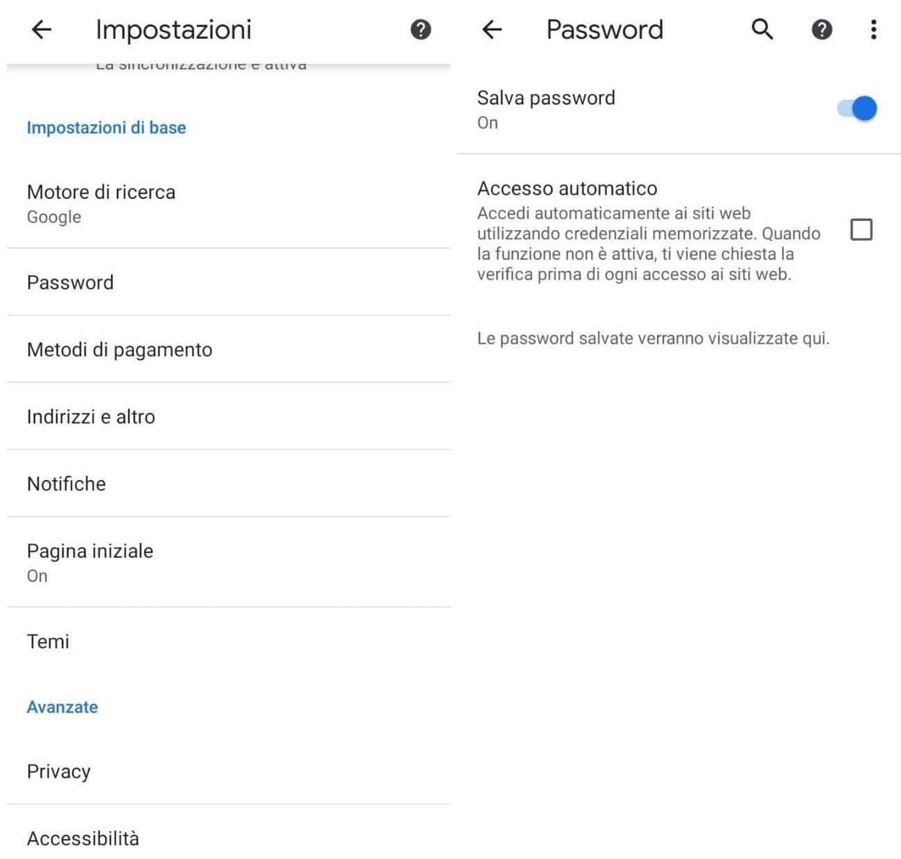 come recuperare le password da Chrome Android