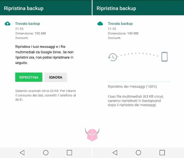 come ripristinare backup WhatsApp Google Drive