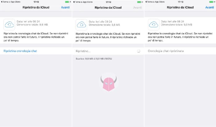 come ripristinare backup WhatsApp iOS tramite iCloud