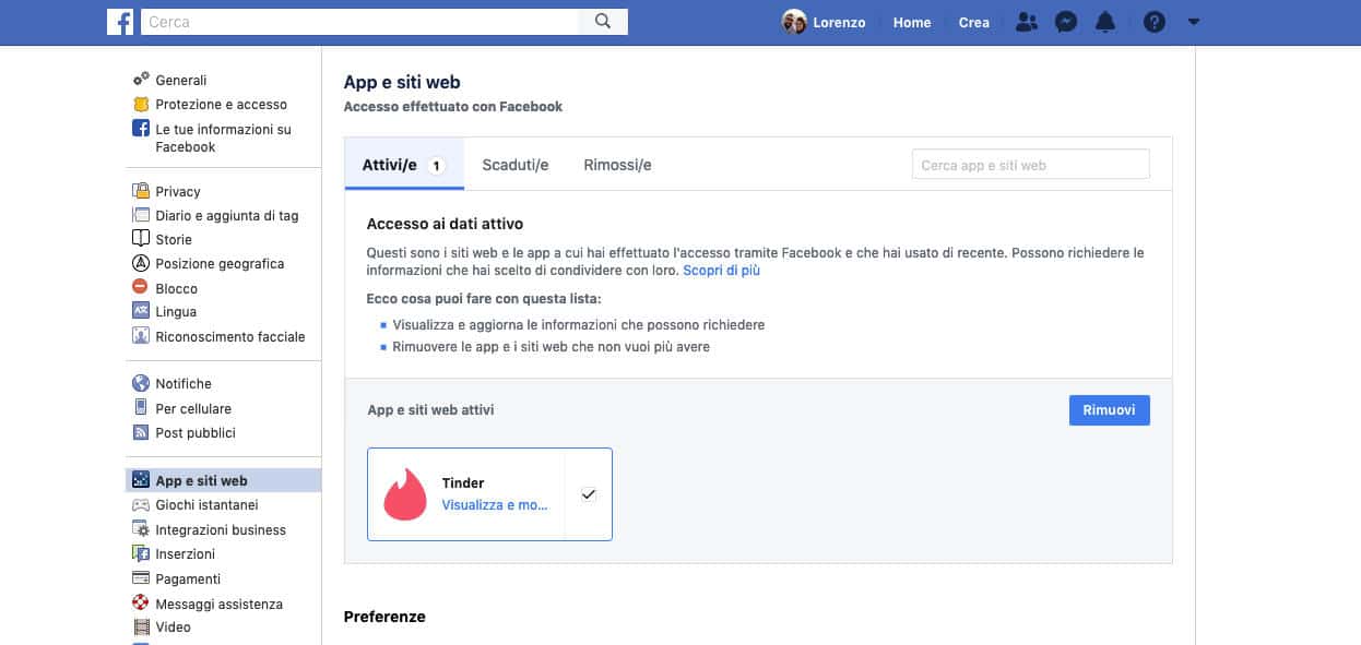 come vedere le app collegate a Facebook Tinder