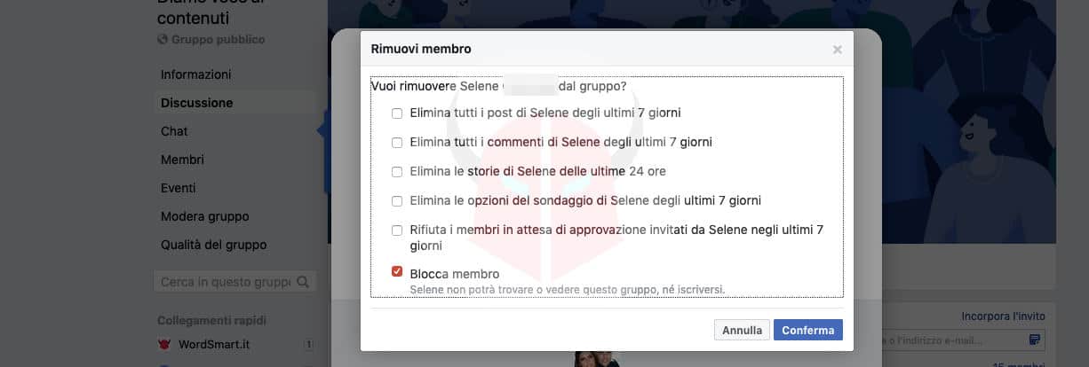 come bloccare una persona su Facebook Gruppo