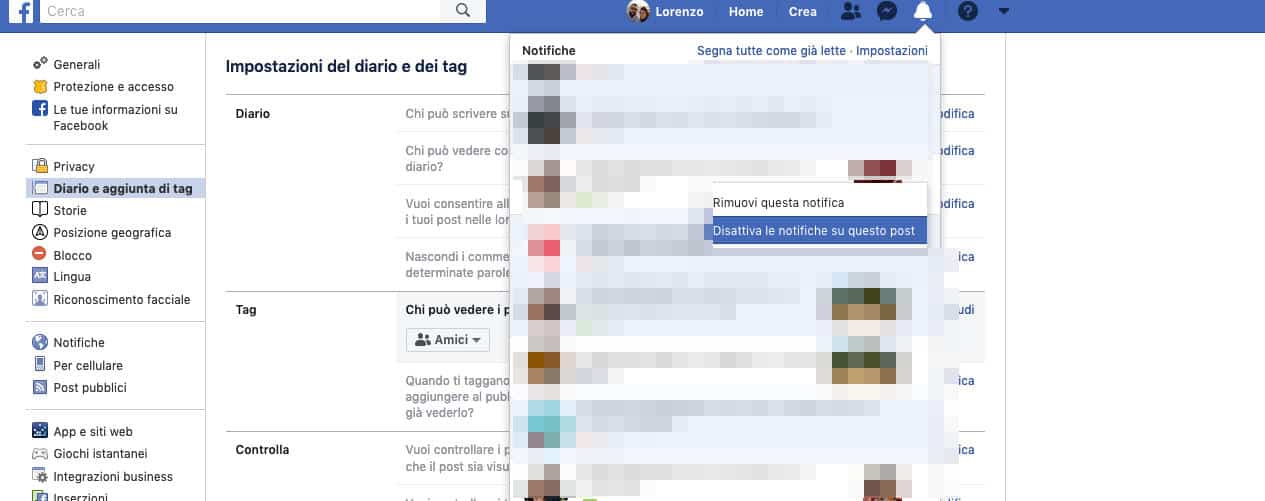 come bloccare una persona su Facebook notifiche