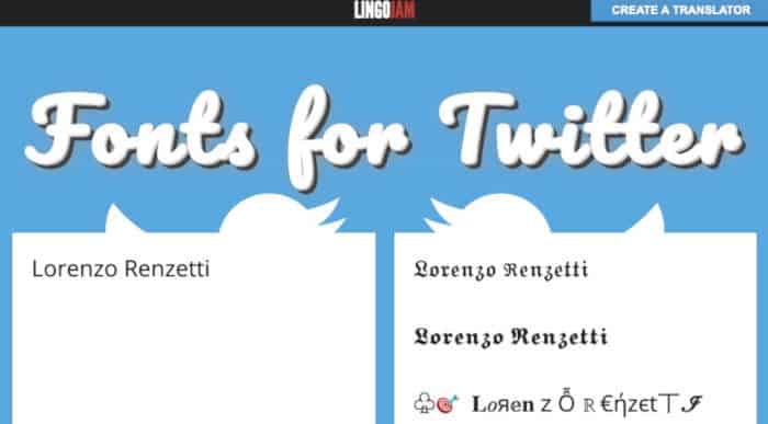 come cambiare nome su Twitter font Lingojam