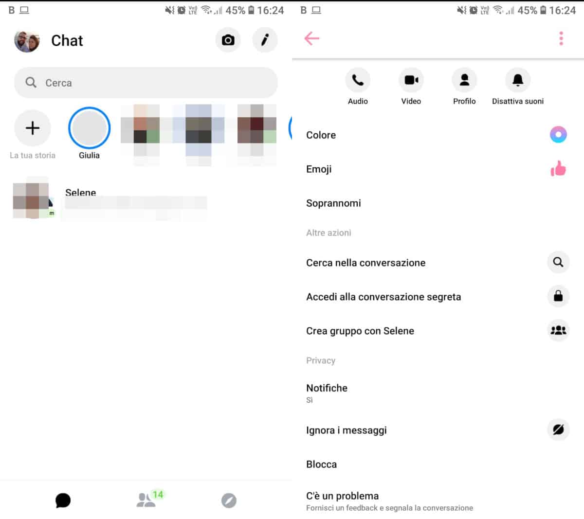 come cambiare suoneria notifiche Facebook Messenger singolo contatto