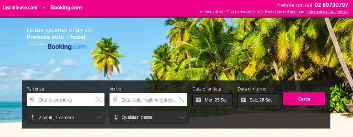 come prenotare un volo online e hotel Booking con lastminute