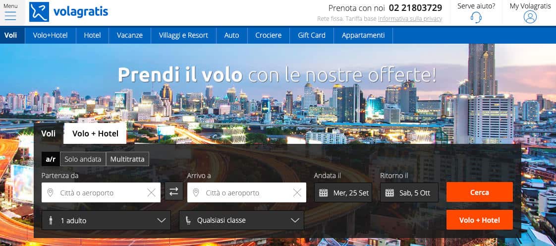come prenotare un volo online esempio volagratis