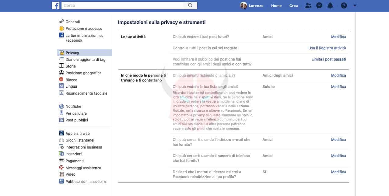 come bloccare Facebook impostazioni di privacy