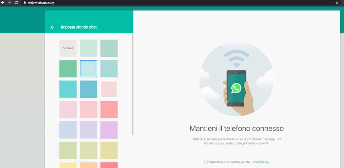 come cambiare lo sfondo su WhatsApp Web