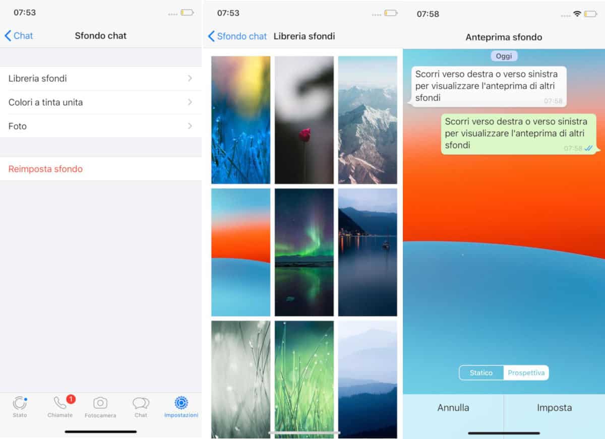 come cambiare lo sfondo su WhatsApp iPhone