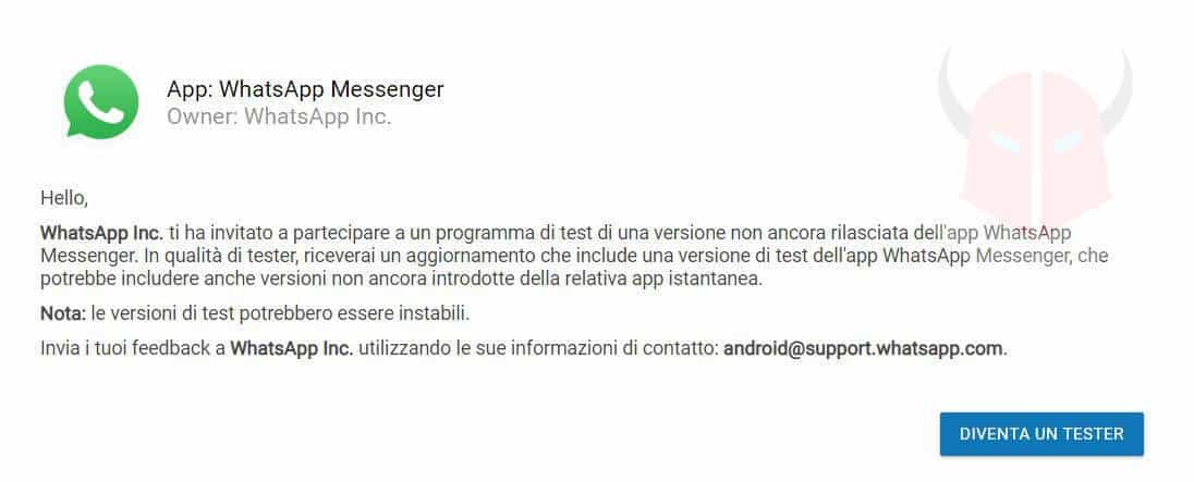 fotocamera WhatsApp aggiornamento beta