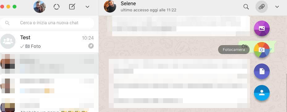 fotocamera WhatsApp scattare foto WhatsApp Web o Desktop