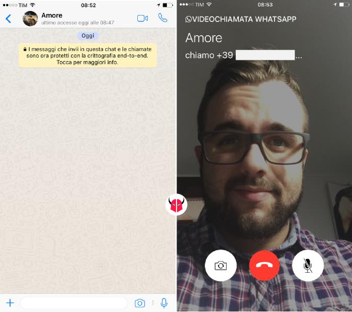 fotocamera WhatsApp videochiamata