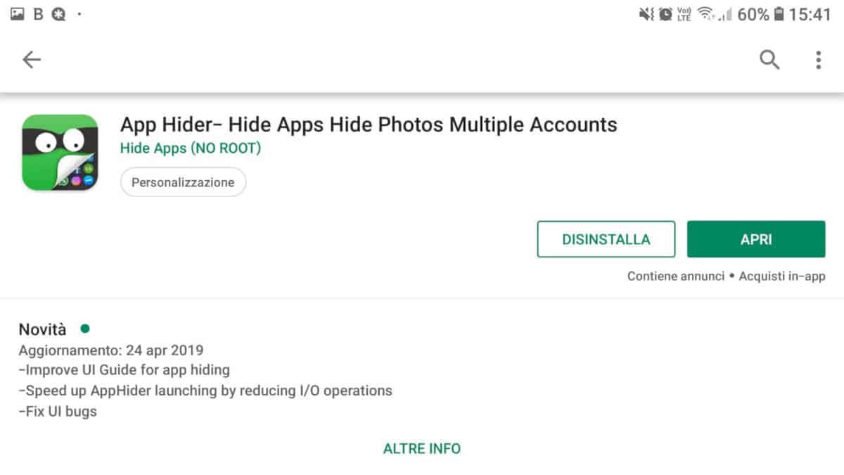 come nascondere le app su Android App Hider