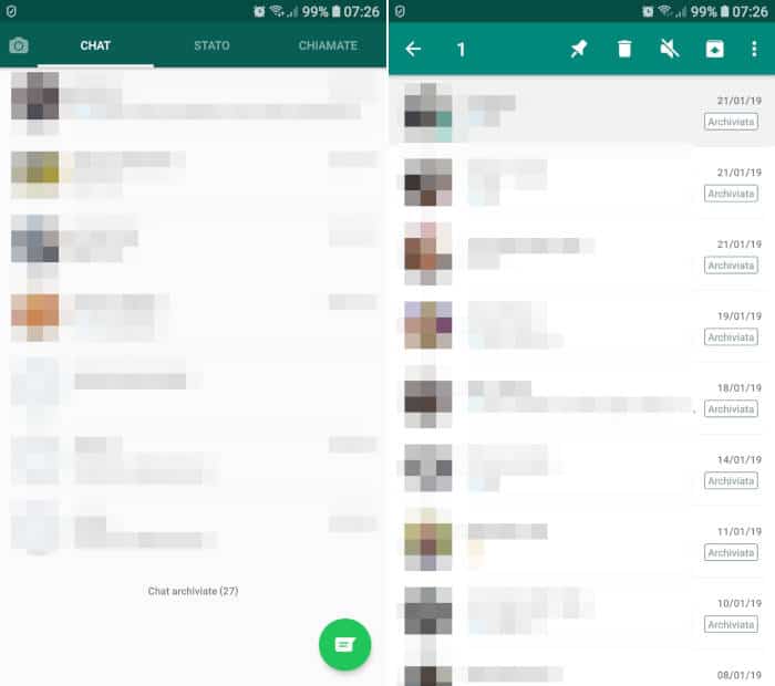 come ripristinare conversazioni archiviate WhatsApp Android