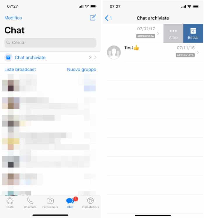 come ripristinare conversazioni archiviate WhatsApp iPhone