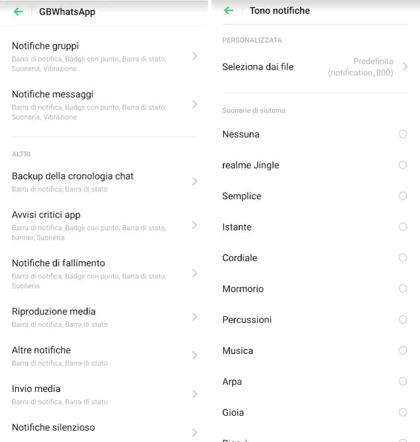 come nascondere le notifiche di WhatsApp mod GBWhatsApp