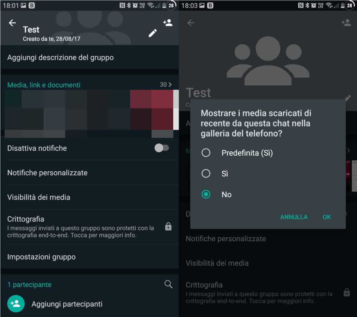 come nascondere foto e video delle chat WhatsApp gruppo