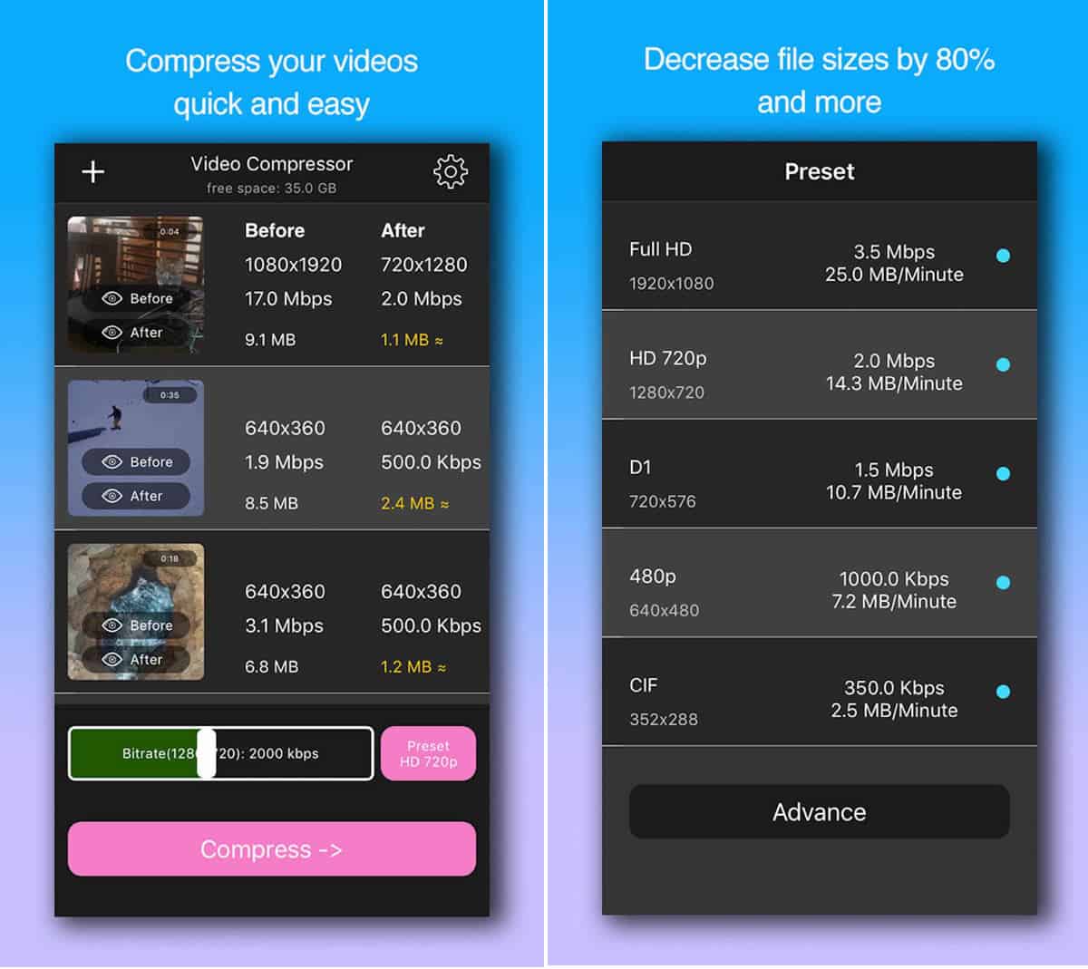 come inviare un video su WhatsApp app Video Compressor Shrink