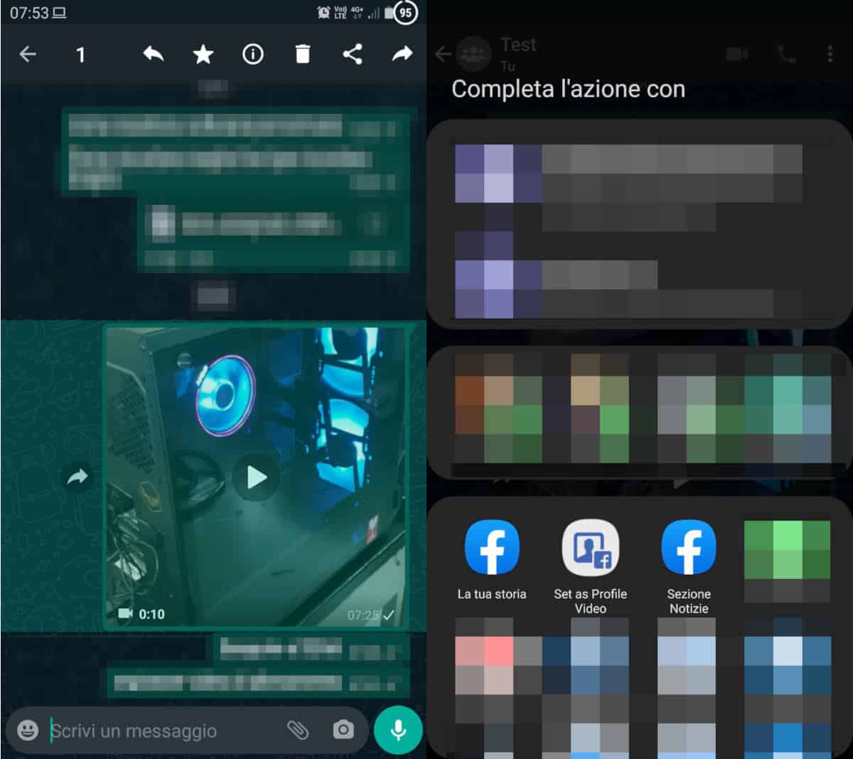 come inviare un video su WhatsApp condivisione FB