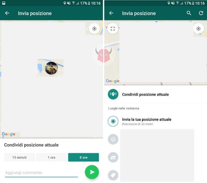 come localizzare posizione contatto WhatsApp posizione in tempo reale