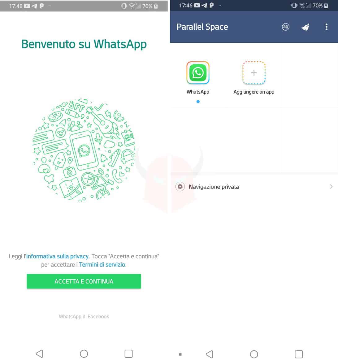 come clonare WhatsApp apertura app con Parallel Space