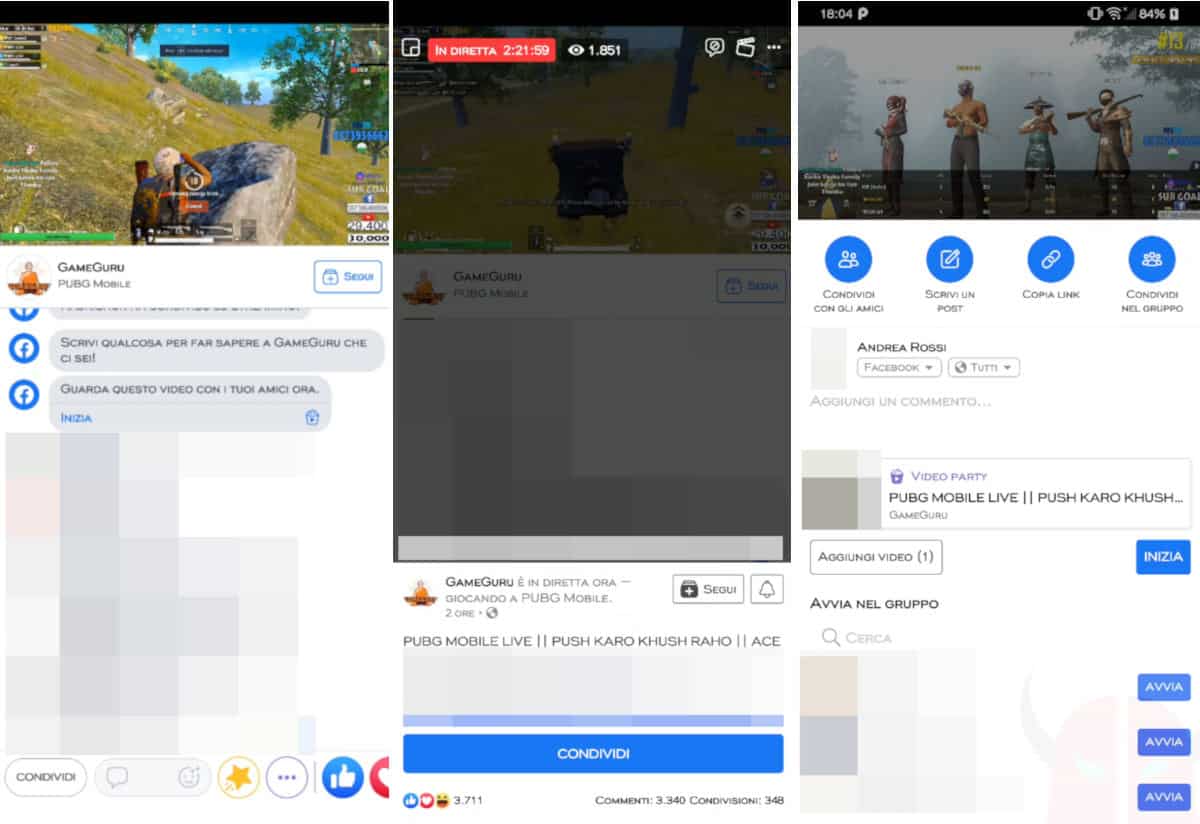 come condividere video da Facebook a WhatsApp diretta live