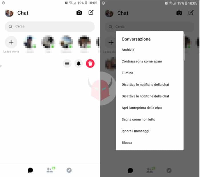 come archiviare conversazioni Messenger con Android