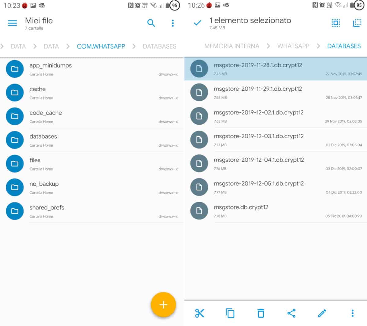 come aprire un database WhatsApp estrazione database con Solid File Manager