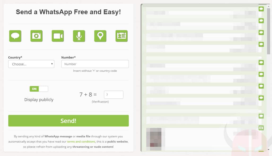 come inviare messaggi anonimi su WhatsApp servizio Wassame