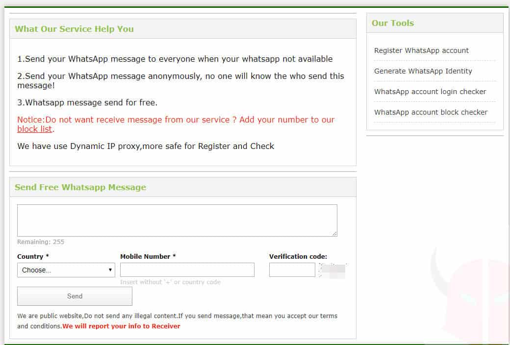 come inviare messaggi anonimi su WhatsApp servizio WhatsApp Helper