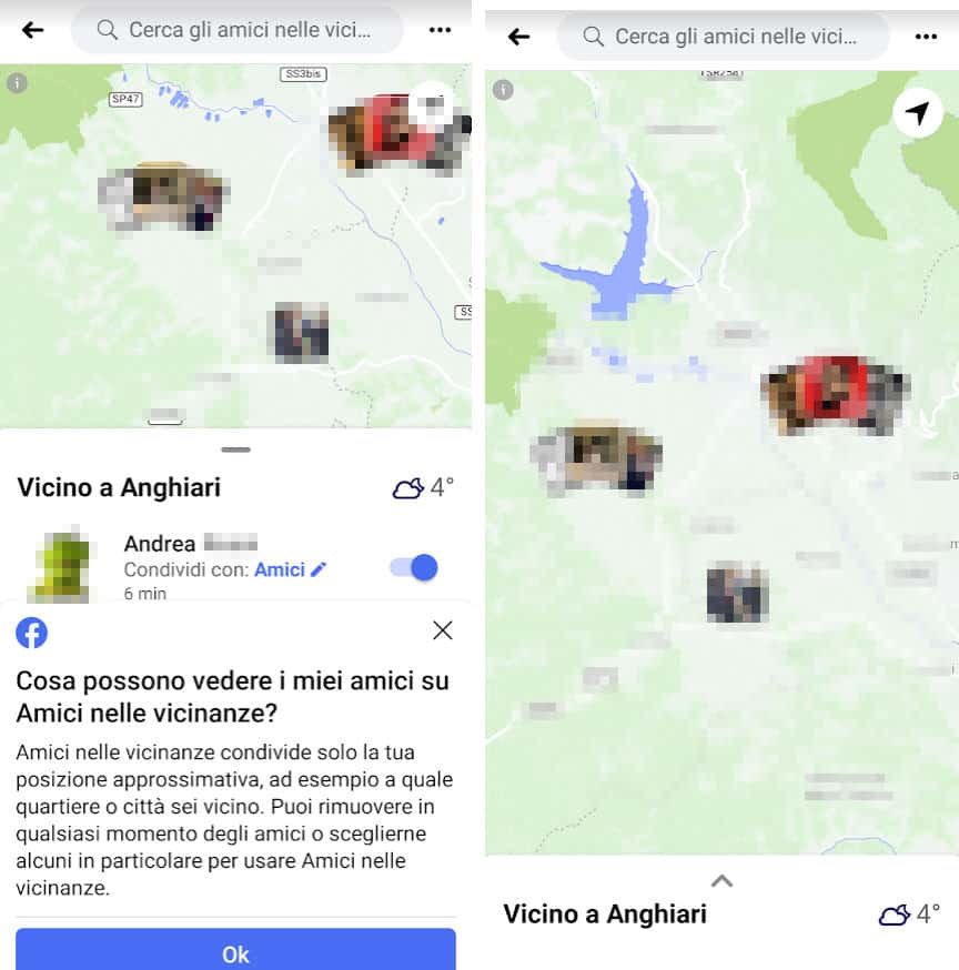 come vedere la posizione su Facebook amici nelle vicinanze