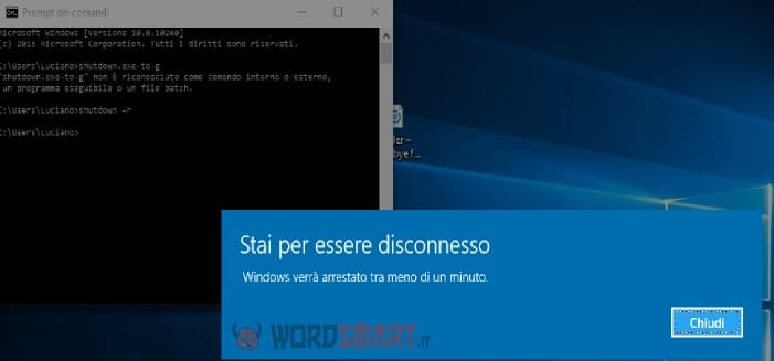 riavviare Windows 10 cmd