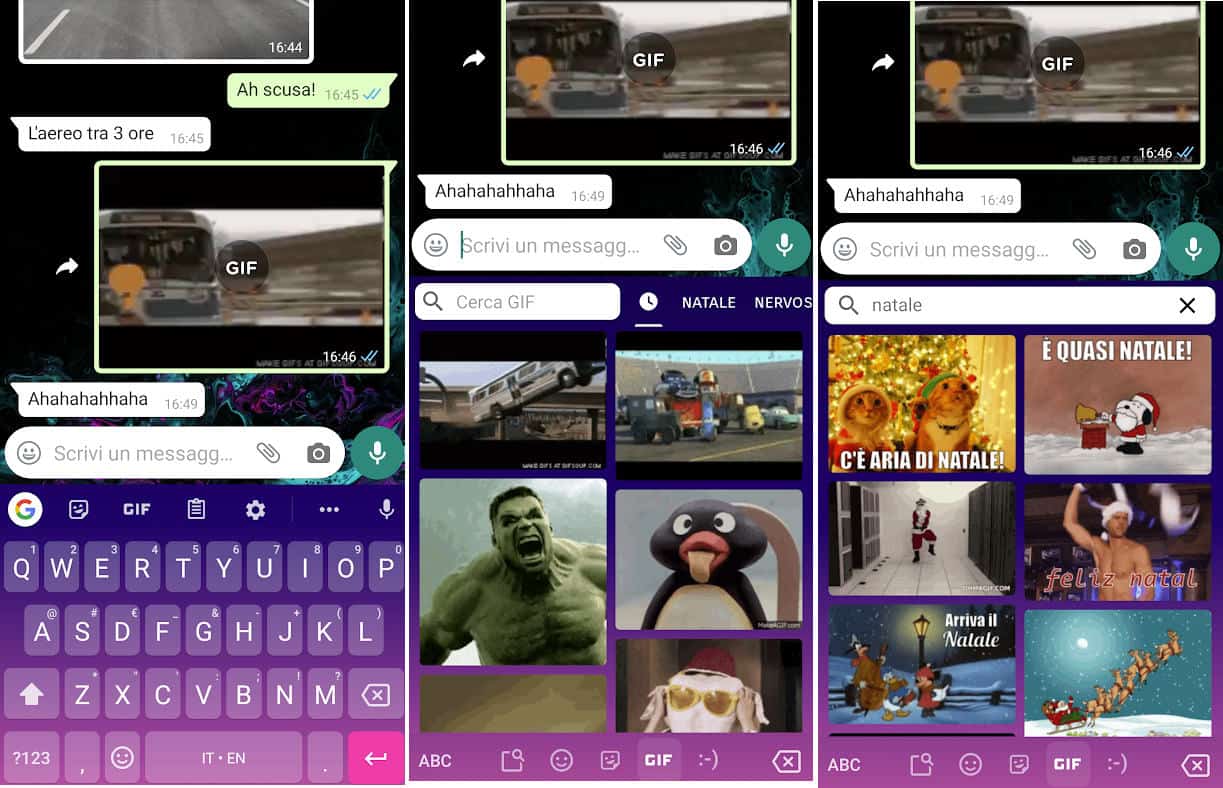 GIF di Natale per WhatsApp tastiera Google