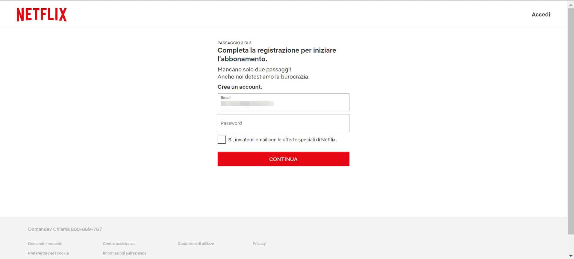 come fare abbonamento Netflix completamento registrazione